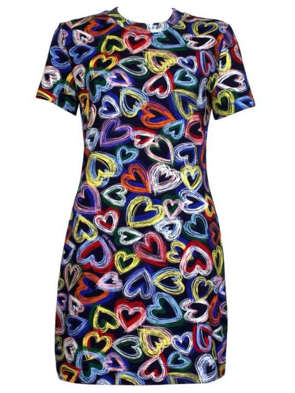 Moschino Love - ‘Multi Heart’ Dress - 'Love Moschino’ Print - Ribbed Collar - Picture 3 of 5